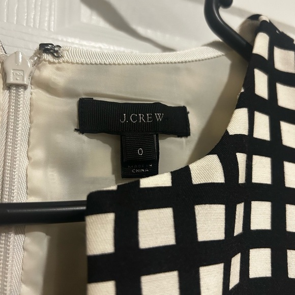 J. Crew Women’s Sleeveless Silk Black and White Grid Midi Dress Lined Sz. 0 - Picture 2 of 6